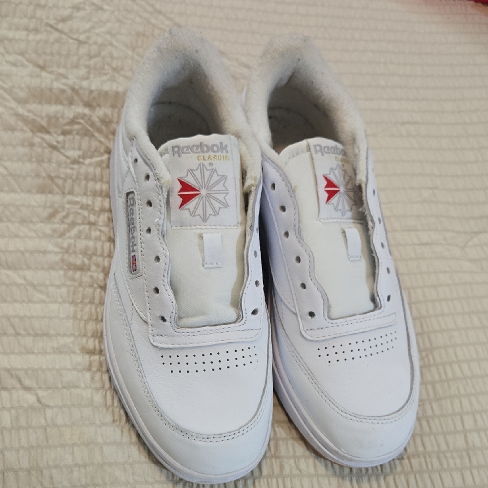 Reebok White and Red Heritage Sneakers